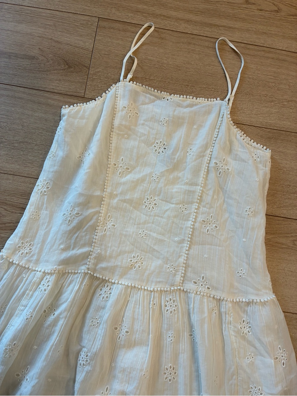 aerie White Eyelet Mini Dress with Spaghetti Straps